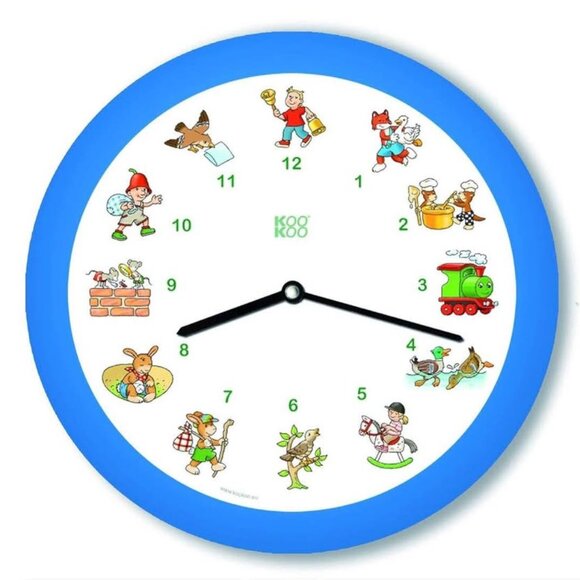 KOOKOO KinderLieder Blue, small wall clock, every hour sounds one of 12 songs - Picture 1 of 4